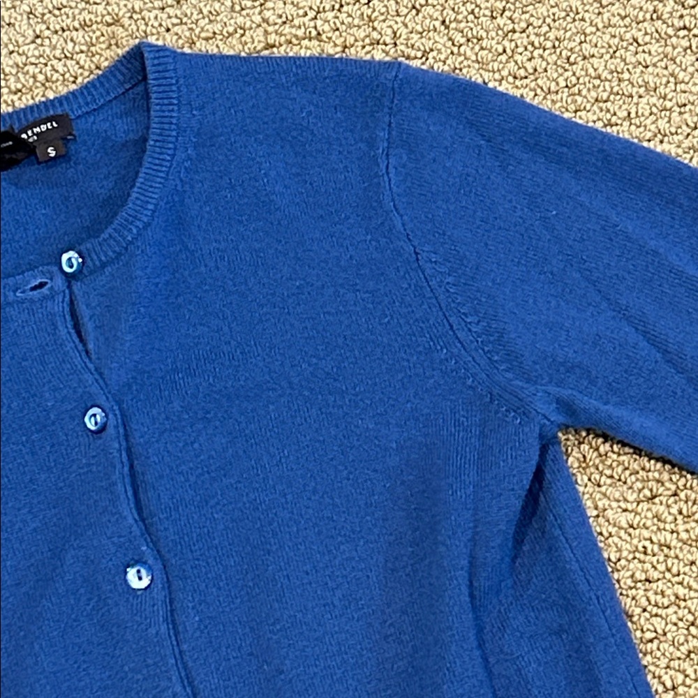 Henri Bendel Blue Cashmere Cardigan Sweater size Small Button Front - Picture 5 of 16